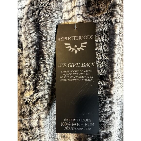 SpiritHoods Jacket Mens M Faux Fur Grey Hawk Crewneck Sweater Eco Friendly Luxe - Picture 4 of 7